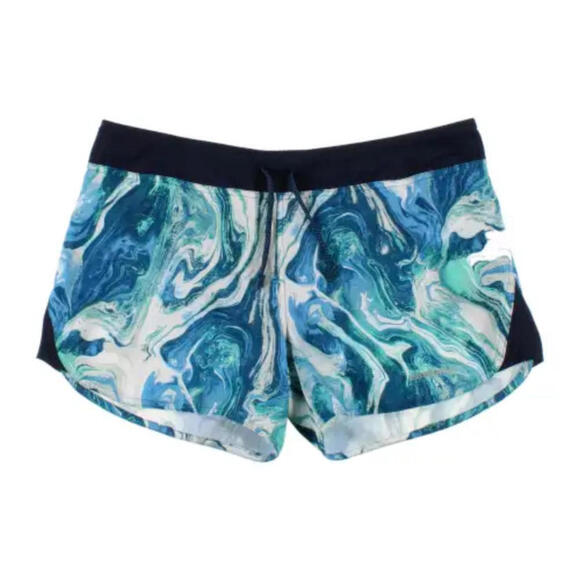 Patagonia Pants - Patagonia Nine Trails Lined Blue Green Marble Pattern Running Shorts Womens S